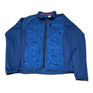 ORVIS Jacket Men's Medium Full Zip High Collar Stretch Quilted Blue Coat Lined